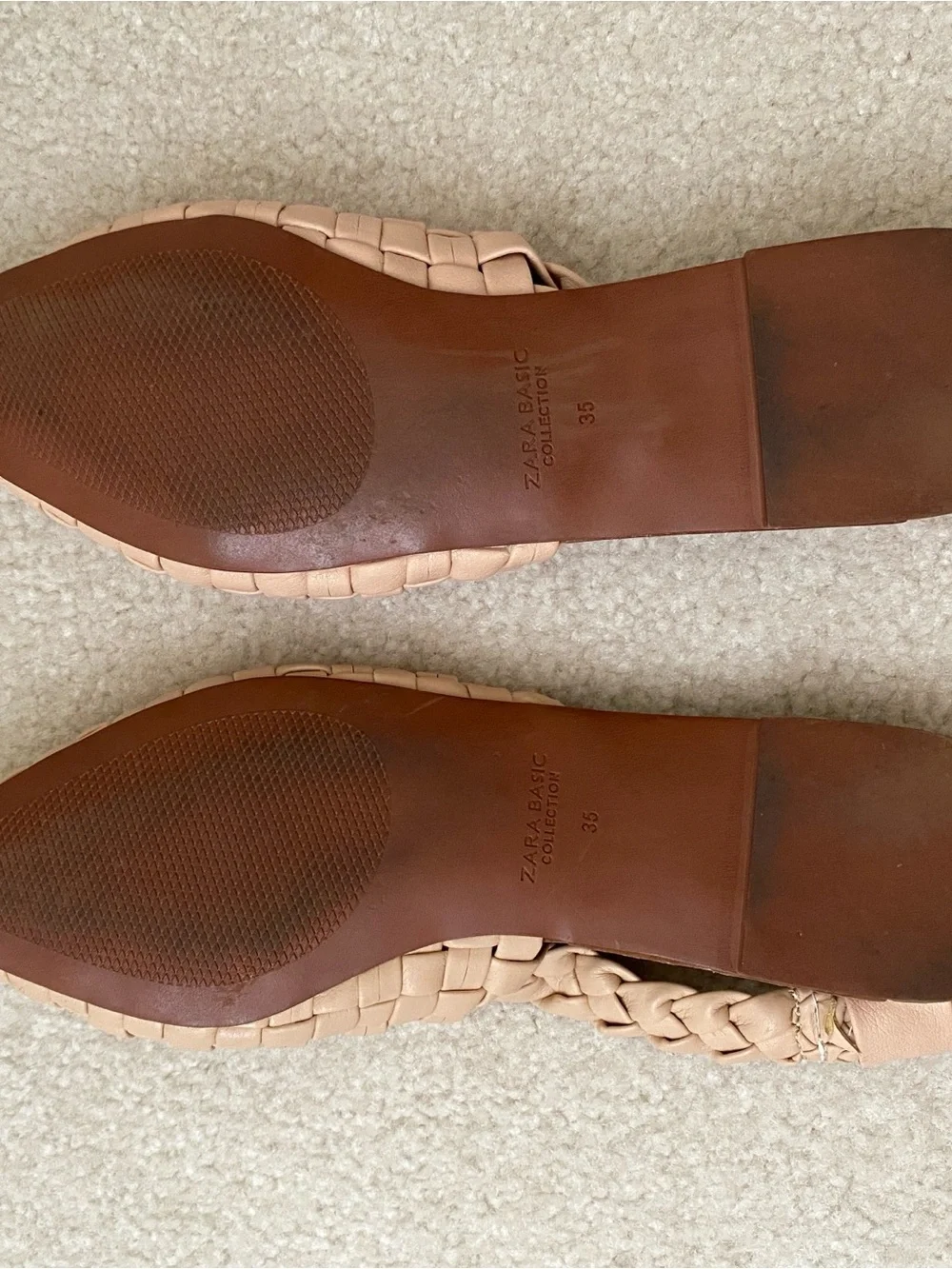 Zara Woven Pointed-Toe Flats - Beige